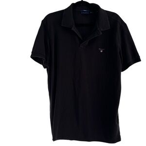 GANT Polo Shirt Mens XLarge Black Regular Fit Short Sleeve Logo Business Casual